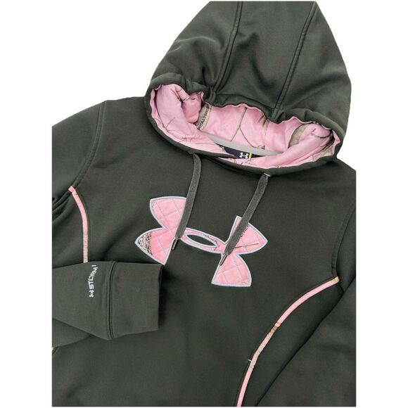 Under Armour Pink‎ Camo Hoodie Jacket Women's Size Large Loose Fit - Picture 1 of 7